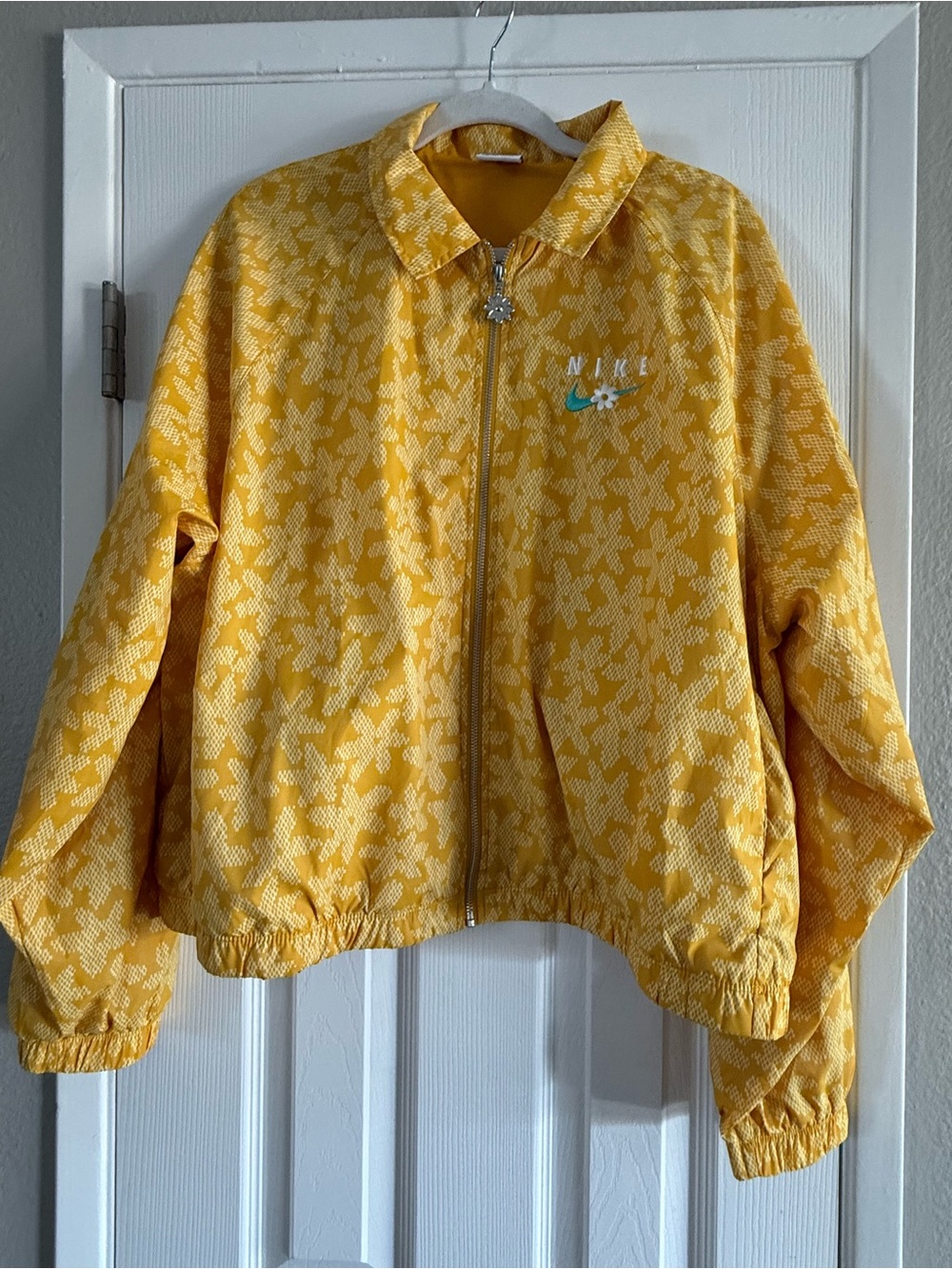 Nike Adult Yellow “Nike” Floral Zip Jacket